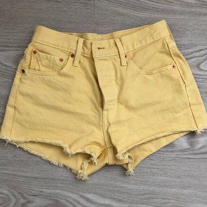 Levi's 501 Size 26 Yellow cut off jean shorts